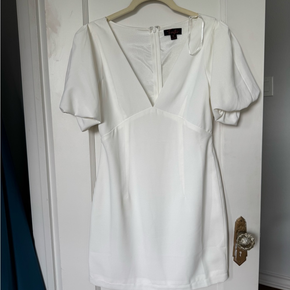 White Puff Sleeve Mini Dress